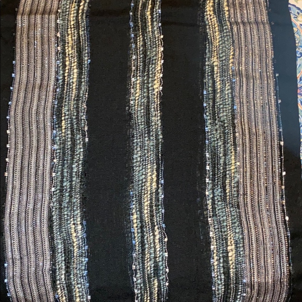 Scarf - black, white, silver & light blue scarf